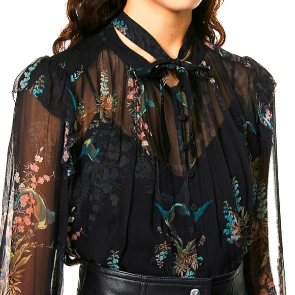 Allsaints Lara Melisma Chiffon Top in White - Picture 2 of 9